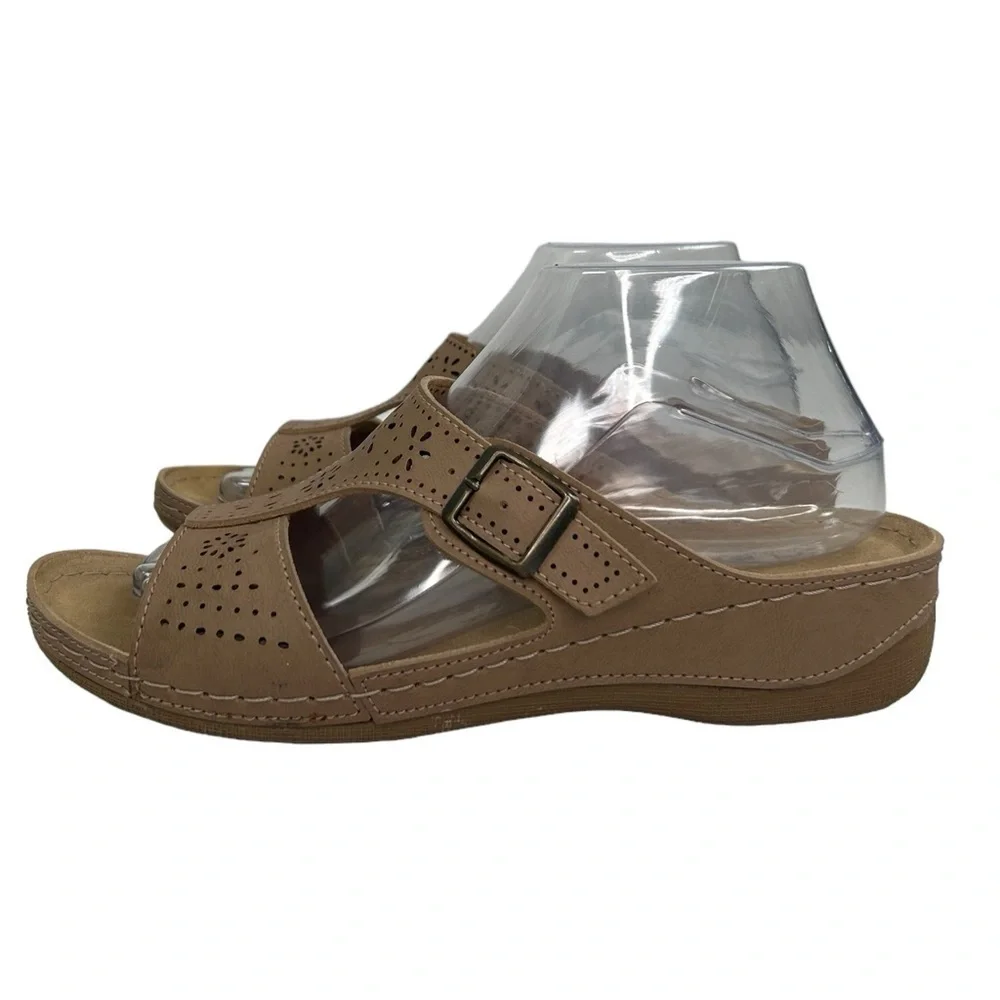 Flexus By Spring Step Pendunia Tan Women 9 Cushioned Sole Slide Comfort Sandals - Picture 3 of 9